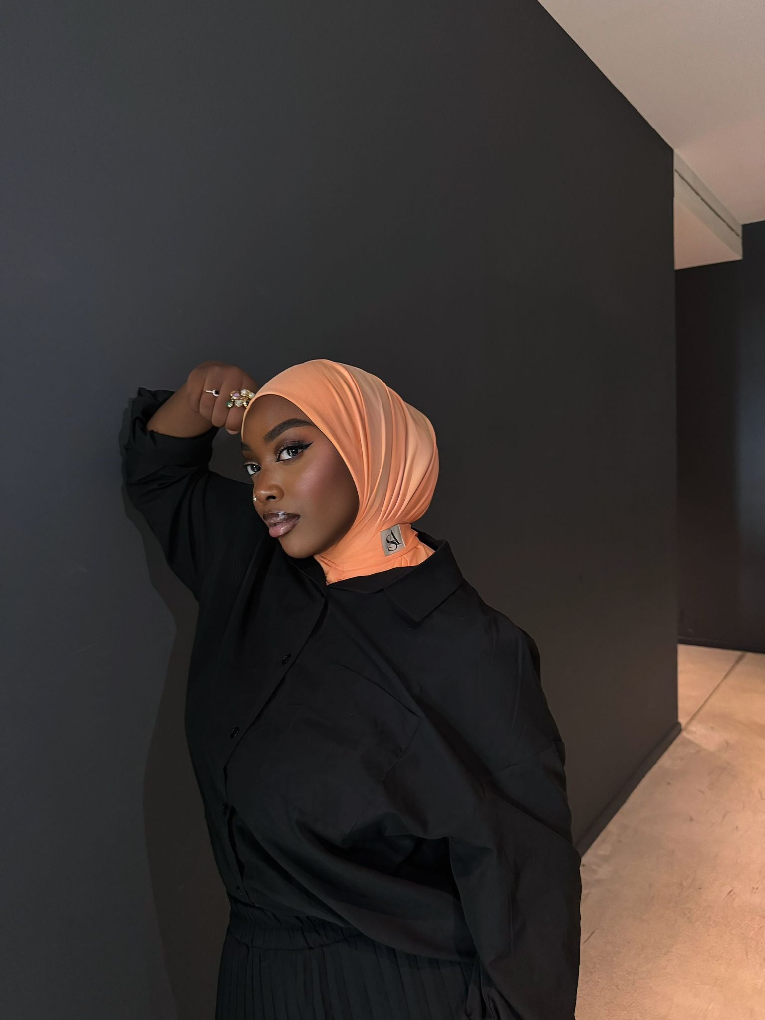 Hijab cagoule orange corail