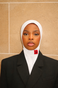 Hijab cagoule blanc étiquette rouge